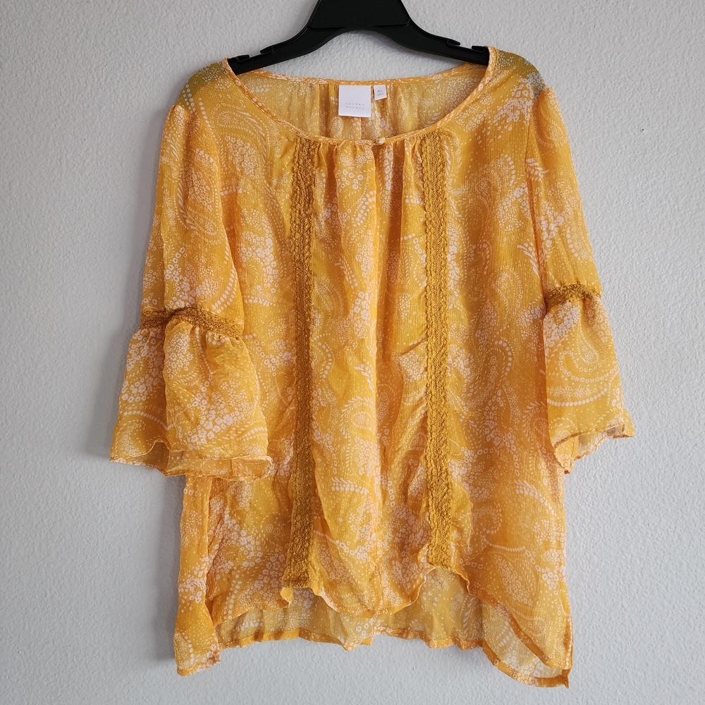 Lauren Conrad Sheer Boho Top Xl